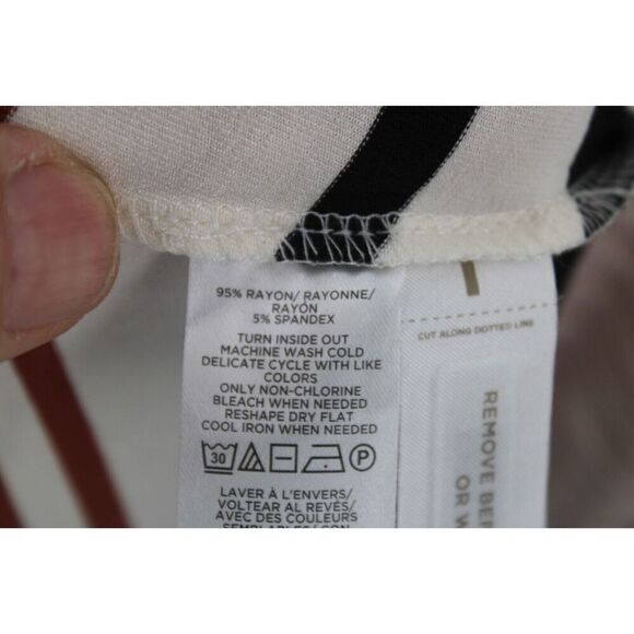 Loft Sleeveless Swing Dress Black Brown Ivory Striped Tie Back Small $70 NWT - Picture 8 of 8